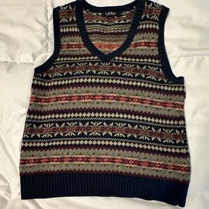 Ralph Lauren Women's V-Neck Sweater Vest - Multicolor Pattern